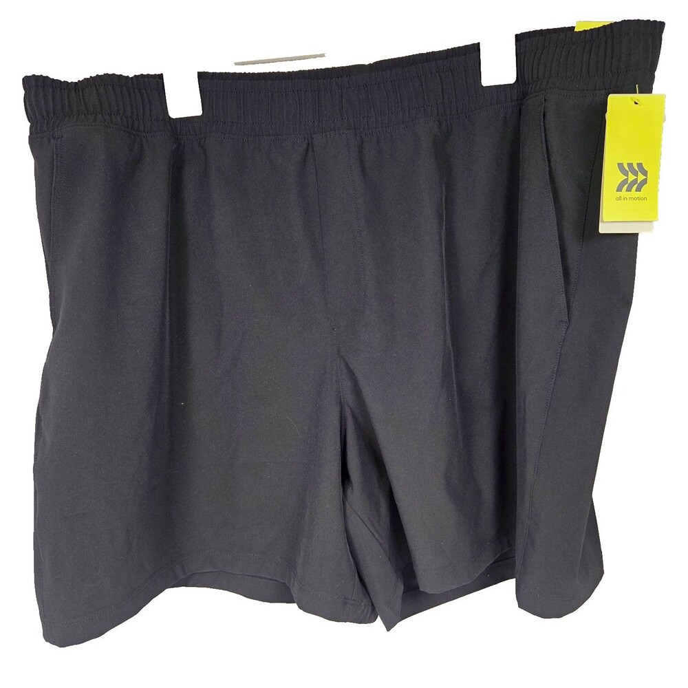 All in Motion Men's Hybrid Shorts XXL Black Elastic Waist Zipper Pockets NEW